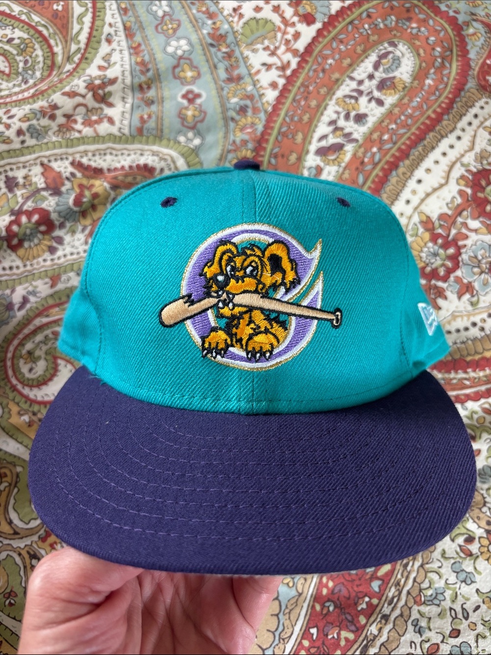 New Era Teal & Purple Dog Baseball Hat with Embroidered Mascot
